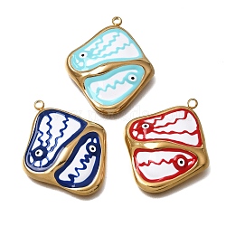 304 Stainless Steel Enamel Pendants, Nuggets with Evil Eye Charms , Golden, 31x25x5.2mm, Hole: 1.8mm(SA-CBA27E8-07G)
