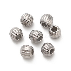 304 Stainless Steel Beads, Drum, Stainless Steel Color, 3x2.5mm, Hole: 0.8mm(STAS-D204-11P)