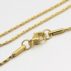 304 Stainless Steel Boston Chain Necklaces, with Lobster Claw Clasps, Golden, 18.1 inch(46cm), 1mm(STAS-O053-15G)