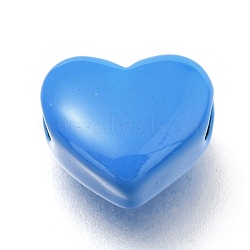 Spray Painted Brass Beads, Heart, Cornflower Blue, 8.5x10x5.5mm, Hole: 2.2mm(KK-I683-21D)