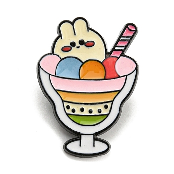 Food Enamel Pins, Black Alloy Badge for Backpack Clothes, Rabbit Ice Cream, 32x23x2mm