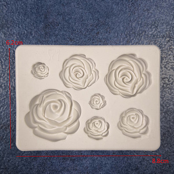 Food Grade Silicone Molds, Fondant Molds, For DIY Cake Decoration, Chocolate, Candy, UV Resin & Epoxy Resin Jewelry Making, Rose, Antique White, 62x88mm