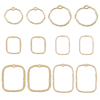 36Pcs 6 Styles Alloy Open Back Bezel Pendants, For DIY UV Resin, Epoxy Resin, Pressed Flower Jewelry, Rectangle & Ring, Light Gold, 21.5~46x17~32.5x1.5~2mm, Hole: 3~1.5mm, 6pcs/style