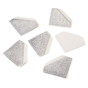 Glitter Imitation Leather Book Corner Protectors, Diamond Shape, Silver, 52x71.5x2mm