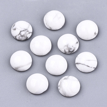 Natural Howlite Cabochons, Half Round/Dome, 8x3~4mm