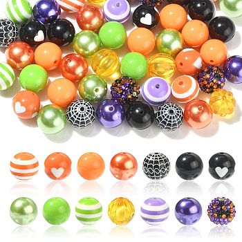 DIY Halloween Pendant Decoration Making Kit, Including Acrylic Round Beads, Iron Chain & Beads & Wire, Lobster Clasp, Mixed Color, 20mm, Hole: 3mm