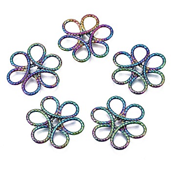 Eco-Friendly Alloy Filigree Joiners, Cadmium Free & Nickel Free & Lead Free, Flower, Rainbow Color, 25x23x2.5mm