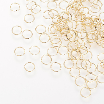 Brass Open Jump Rings, Golden, 21 Gauge, 6x0.7mm, Inner Diameter: 5mm, about 119pcs/5g