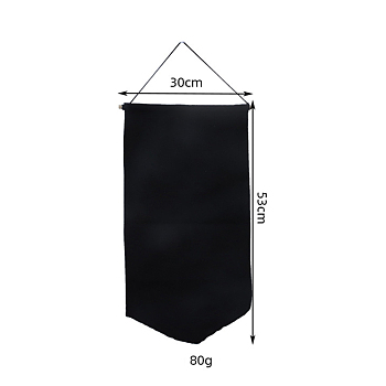 Cotton Wall Hanging Brooch Jewelry Banner Holder, for Badge Storage, with Random Color Hanging Cord & Wooden Stick, Rectangle, Black, 530x300mm
