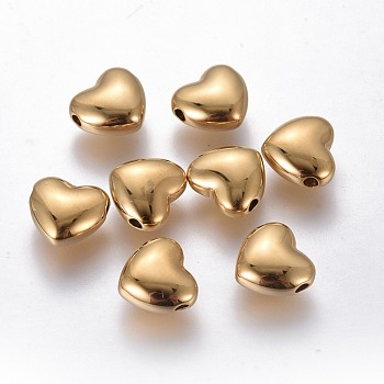 Ion Plating(IP) 304 Stainless Steel Beads, Heart, Golden, 9x10x4.5mm, Hole: 1.5mm