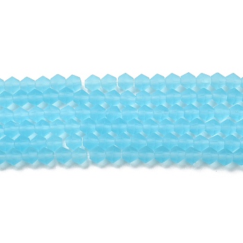 Imitate Austrian Crystal Frosted Glass Beads Strands, Grade AA, Faceted, Bicone, Sky Blue, 2.9~3.3x2.5mm, Hole: 0.7mm, about 145~150pcs/strand, 16.34~16.54 inch(41.5~42cm)