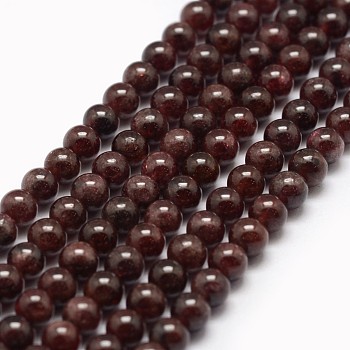 Natural Garnet Bead Strands, Round, 4.5~5mm, Hole: 1mm, about 89pcs/strand, 15.5 inch