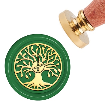 Brass Wax Seal Stamp with Handle, for DIY Scrapbooking, Tree Pattern, 3.5x1.18 inch(8.9x3cm)