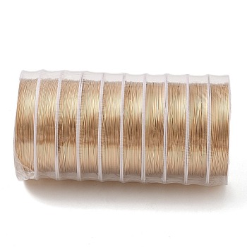 10 Rolls Round Copper Wire, Long-Lasting Plated, Light Gold, 26 Gauge, 0.4mm, 8m/roll