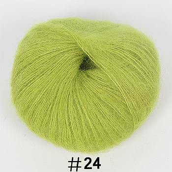25g Angora Mohair Wool Knitting Yarn, for Shawl Scarf Doll Crochet Supplies, Yellow Green, 1mm