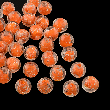 Handmade Luminous Lampwork Beads, Round, Dark Orange, 8mm, Hole: 1mm