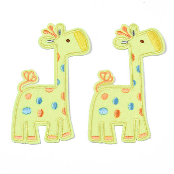 Computerized Embroidery Cloth Iron on/Sew on Patches, Appliques, Costume Accessories, Giraffe, Yellow, 110x54x1mm