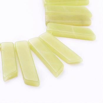 Natural Lemon Jade Beads Strands, Nuggets, 35~40x11~12x5mm, Hole: 1mm, about 35pcs/strand, 15.7 inch(40cm)