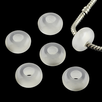 Imitation Cat Eye Resin European Beads, Large Hole Rondelle Beads, WhiteSmoke, 13~14x7~7.5mm, Hole: 5mm