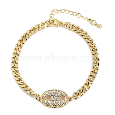 Brass Micro Pave Clear Cubic Zirconia Link Bracelets(BJEW-M050-05G-03)-4