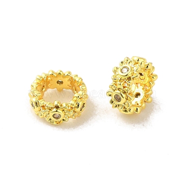 Real 18K Gold Plated Clear Flower Brass+Cubic Zirconia Beads