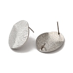 Non-Tarnish 304 Stainless Steel Stud Earrings Findings, with Vertical Loop, Textured Oval, Stainless Steel Color, 20x16mm, Hole: 2.5mm, Pin: 0.7mm(STAS-B041-04P)