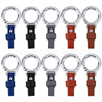 10Pcs 5 Colors PU Leater Pendant Decorations, with Alloy Key Rings Clasp, 75x35x13mm, 2pcs/color(KEYC-SC0001-39P)