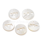 Natural White Shell Pendants, Flat Round Charms with Word Mom, for Mother's Day, 15~16x1.4~1.8mm, Hole: 1mm(SSHEL-L018-003C)