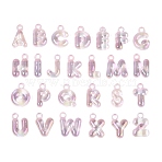 UV Plating Rainbow Iridescent Acrylic Pendants, Letters, Misty Rose, 25~26x14~22.5x8mm, Hole: 3.5mm(OACR-K003-007E)