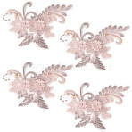 Polyester Applique Embroidery, with Plastic Imitation Pearl, Flower, Pink, 140x180x6mm(DIY-WH20055-026A)