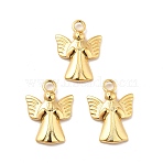 Ion Plating(IP) 304 Stainless Steel Pendants, Angel Charms, Real 18K Gold Plated, 19.5x14x2.5mm, Hole: 3mm(X-STAS-I197-009G)