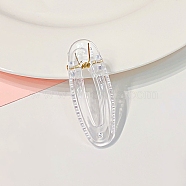 Transparent Plastic Alligator Hair Clips, with Iron Spring, Hair Accessories for Girls, Leaf, Clear, 50.8x14.8~19x5~17mm(PHAR-F016-03)