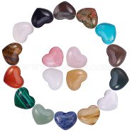 18 Kinds Natural/Synthetic Gemstone Cabochons, Heart, 15x18x6mm, 1pc/kind, 18pcs/set(G-PH0029-03)