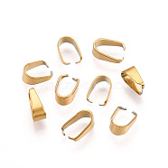 Ion Plating(IP)  304 Stainless Steel Snap on Bails, Real 18K Gold Plated, 7x3mm, Pin: 0.6mm(STAS-B027-03G-01)