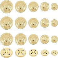 50Pcs 5 Style 4-Hole Brass Buttons, Half Round with Badge, for Sewing Crafting, Golden, 10pcs/style(BUTT-OC0001-18)