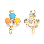 Light Gold Plated Alloy Pendants, with Enamel, Balloon, Colorful, 23.5x13.5x3.5mm, Hole: 2mm(X-ENAM-T009-16B)