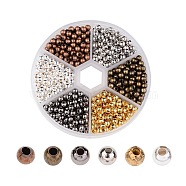 Round Iron Spacer Beads, Mixed Color, 4mm, Hole: 1.5mm, about 158pcs/compartment, 948pcs/box(IFIN-JP0014-01)