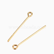 Ion Plating(IP) 304 Stainless Steel Eye Pins, Golden, 25mm, Hole: 1.9x2mm, Pin: 0.6mm(STAS-G075-17G-01)