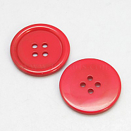 Resin Buttons, Dyed, Flat Round, Red, 18x3mm, Hole: 2mm, 395pcs/bag(RESI-D030-18mm-03)