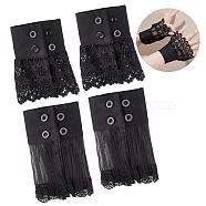 4pcs 2 Style Polyester Oversleeves, Lace Wristband, False Sleeves, Wrist Cuffs, with Plastic Button, for Women, Black, 216~218x125~145x0.7mm, 2pc/style(AJEW-NB0004-02B)