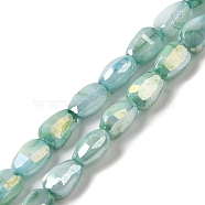 Electroplate Glass Beads Strands, Rainbow Plated, Faceted, Teardrop, Medium Aquamarine, 6.5x4.5x3.5mm, Hole: 1mm, about 70pcs/strand, 17.72''(45cm)(GLAA-D013-05A)