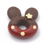 Kawaii Bunny Resin Cabochons, Rabbit Head Donuts, Imitation Food, Sienna, 18x16x6mm(CRES-N010-03A)