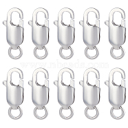 10Pcs Rhodium Plated 925 Sterling Silver Lobster Claw Clasps, with 925 Stamp, Platinum, 10.5mm, Hole: 1mm(STER-BC0001-59)