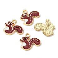 Alloy Enamel Pendants, Squirrel, Light Gold, Dark Red, 15x17x1.2mm, Hole: 2mm(ENAM-CJC0016-02C)