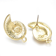 Alloy Stud Earring Findings, with Steel Pins, Snail, Light Gold, 22.5x14mm, Hole: 1.6mm, Pin: 0.7mm(X-PALLOY-S121-56)