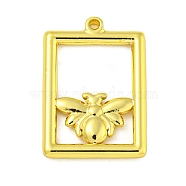 304 Stainless Steel Pendants, Rectangle with Bee Charm, Real 18K Gold Plated, 29x20x3mm, Hole: 1.8mm(STAS-Z085-11G)