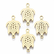 201 Stainless Steel Links connectors, Laser Cut, Sea Turtle, Golden, 19.5x11.5x1mm, Hole: 1.6mm(STAS-R104-024G)
