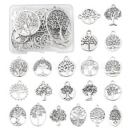 20Pcs 20 Styles Tibetan Style Alloy Pendants, Tree of Life, Antique Silver, 13.5~40x10~27x1~2.5mm, Hole: 1.5~4mm, 1pc/style(TIBE-YW0001-05)