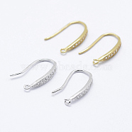 925 Sterling Silver Earring Hooks, Carved with 925, with Cubic Zirconia, Mixed Color, 15x2.5x1.5mm, Hole: 1mm, Pin: 0.8mm(STER-K168-096)
