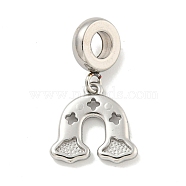 Non-Tarnish 304 Stainless Steel European Dangle Charms, Hollow Rainbow Large Hole Pendants, Stainless Steel Color, 24.5mm, Hole: 4.5mm, Pendnat: 13.5x14x2mm(STAS-U005-36P)